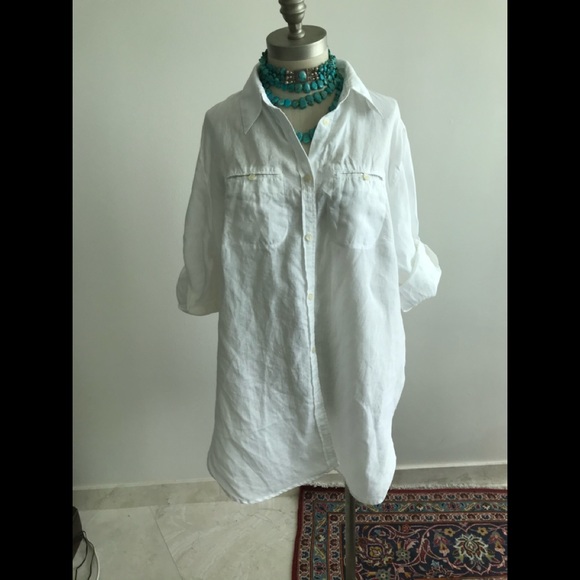 Ralph Lauren Tops - Ralph Lauren crisp classic white linen top 1X